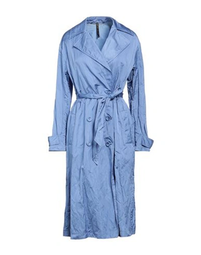 Manila Grace Woman Overcoat & Trench Coat Pastel Blue Size 10 Polyester, Metal