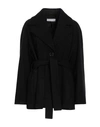 Caractere Caractère Woman Coat Black Size 6 Wool, Polyamide