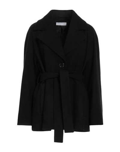 Caractere Caractère Woman Coat Black Size 12 Wool, Polyamide