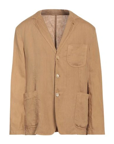 Aspesi Man Suit Jacket Camel Size Xxl Linen In Beige