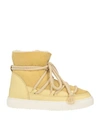 Inuikii Woman Ankle Boots Light Yellow Size 7 Soft Leather, Shearling
