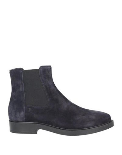 Tod's Woman Ankle Boots Midnight Blue Size 8 Soft Leather In Blue