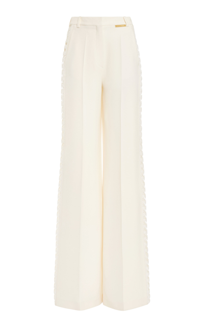 Zuhair Murad Lace-detailed Cady Wide-leg Trousers In White