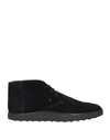 Tod's Man Ankle Boots Black Size 6.5 Leather In Black