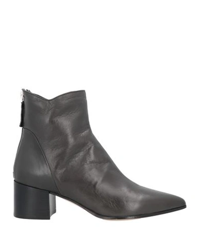 Pomme D'or Woman Ankle Boots Charcoal Size 8 Soft Leather In Black
