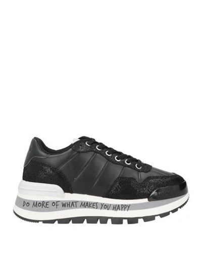 Liu •jo Woman Sneakers Black Size 6 Soft Leather, Textile Fibers In Black