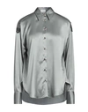 Brunello Cucinelli Woman Shirt Grey Size S Silk, Elastane, Brass, Ecobrass