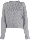 Fabiana Filippi Rib Trim Patterned Knit Sweater In Grey
