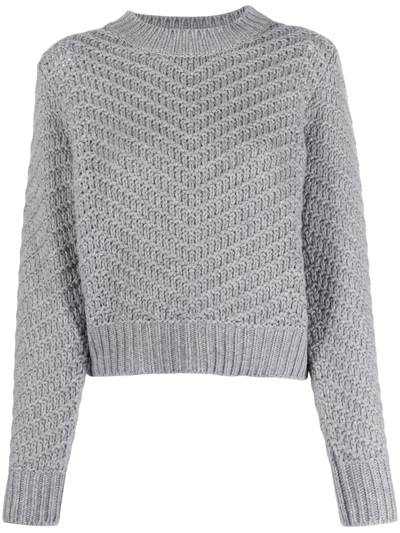 Fabiana Filippi Chevron-knit Cashmere Jumper In Grey