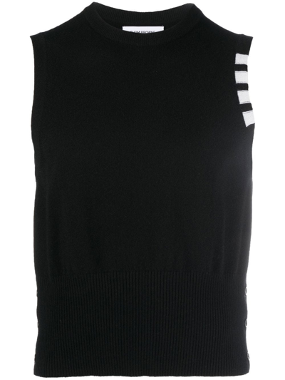 Thom Browne Stripe-detail Knit Vest In Black