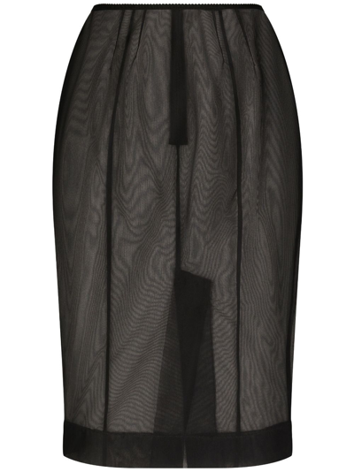 Dolce & Gabbana Sheer Pencil Skirt In Black