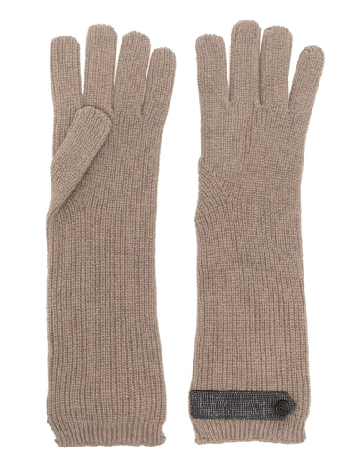 Brunello Cucinelli Fine-knit Cashmere Gloves In Neutrals