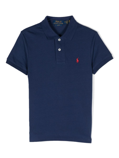 Ralph Lauren Kids' Logo-embroidered Cotton Polo Shirt In Blue