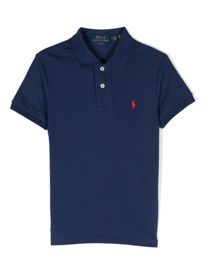 Polo Ralph Lauren Kids' Logo-embroidered Cotton Polo Shirt In Blue