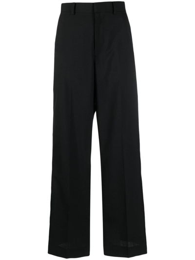 Sacai Side-stripe Straight-leg Trousers In Black