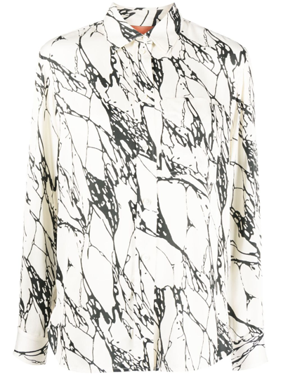 Paul Smith Marbled-pattern Long-sleeve Shirt In White