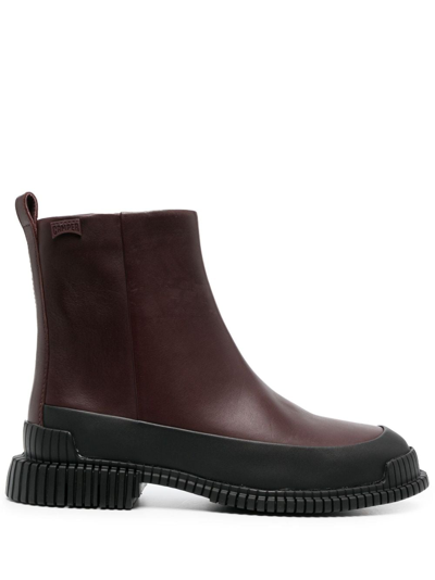 Camper Pix  Ankle Boots In Technical Fabric In Burgundy