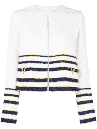 Valentino Mariniere Tweed Jacket In Avorio
