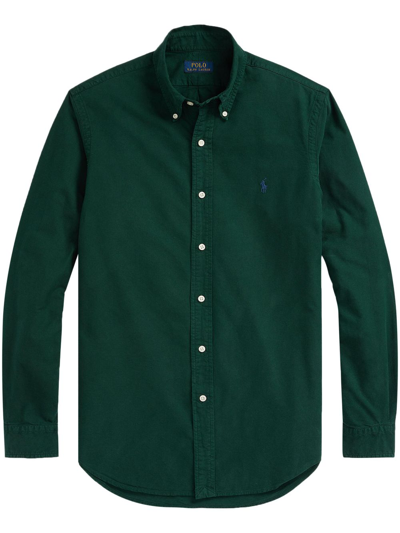 Polo Ralph Lauren Polo Pony Button-up Cotton Shirt In Green