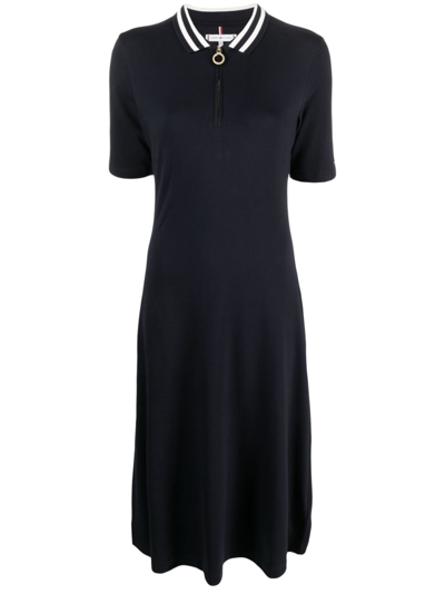 Tommy Hilfiger Polo-collar Short-sleeve Midi Dress In Navy