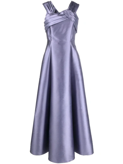 Alberta Ferretti Flared Satin Gown In Purple