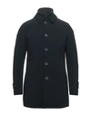 Herno Medium-length Structured Coat With Button-up Front In Blue