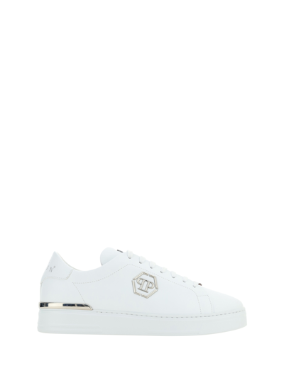Philipp Plein Hexagon Low-top Leather Sneakers In White