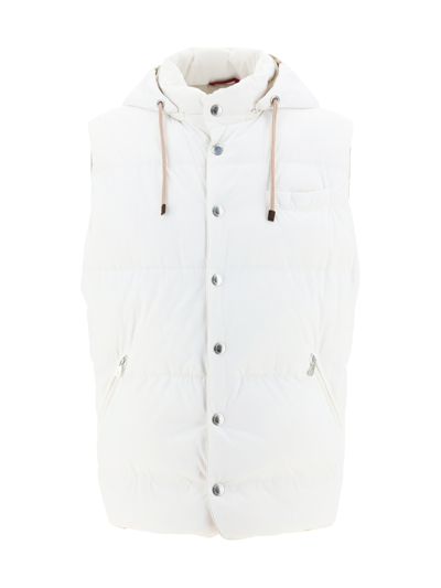 Brunello Cucinelli Hooded Down Jacket In Off White