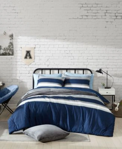 Nautica Heathered Block Reversible Comforter Sets Bedding In Flagstone