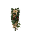 Northlight 28" Mixed Pine Berry And Poinsettia Artificial Christmas Teardrop Swag In Green