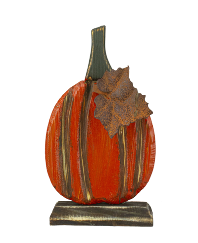 Northlight 6.5" Orange Carved Wood Autumn Harvest Pumpkin Decoration