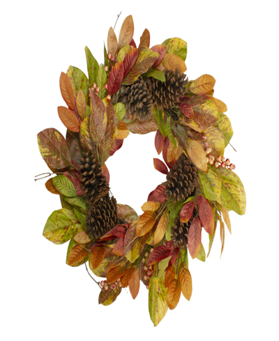 Northlight Leaves And Berries Twig Artificial Thanksgiving Wreath In Brown