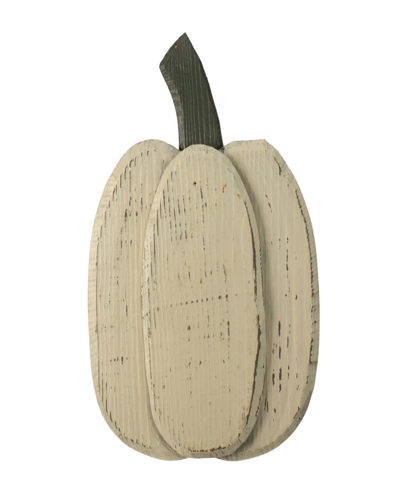 Northlight 10.5" Small White Wooden Fall Harvest Pumpkin With Stem