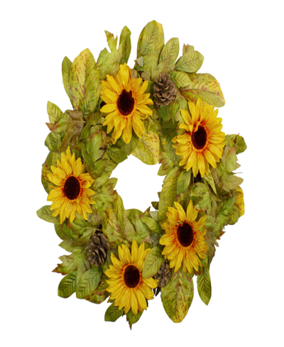 Northlight Yellow Sunflower And Pine Cone Artificial Fall Harvest Wreath
