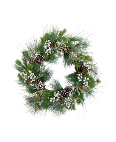 Northlight Glittered Berry And Pinecone Artificial Christmas Wreath 30" Unlit In Green