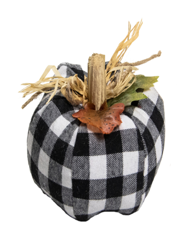 Northlight 5" White And Black Buffalo Plaid Fall Harvest Pumpkin