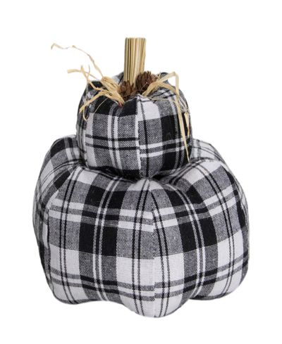 Northlight 6.5" Black And White Plaid Stacked Fall Harvest Tabletop Pumpkin