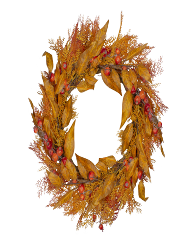 Northlight Yellow And Orange Berry And Leaves Fall Harvest Artificial Wreath