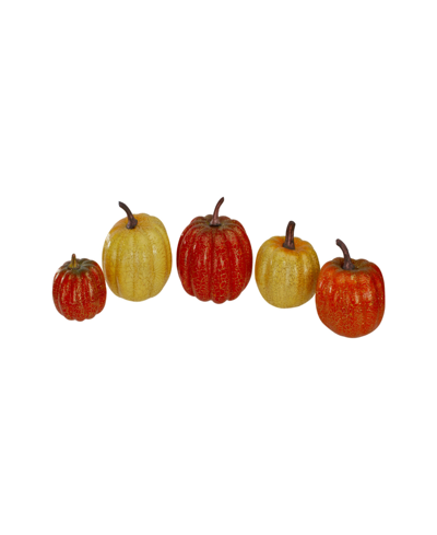 Northlight Set Of 5 Artificial Fall Harvest Pumpkins Decorations 4" In Orange