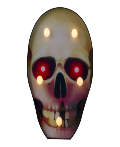 Northlight 7" Lighted Skull Halloween Decoration In White