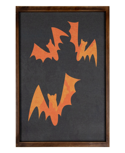 Northlight 15.75" Framed Halloween Wall Decor With Bat Silhouettes In Black