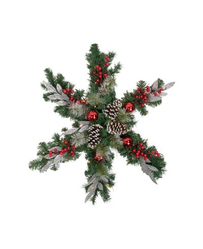 Northlight 32" Pre-lit Decorated Frosted Pine Cone And Berries Artificial Christmas Snowflake Wreath In Green