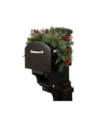 Northlight 36" Pre-lit Decorated Pine Cone And Berries Artificial Christmas Mailbox Swag In Green