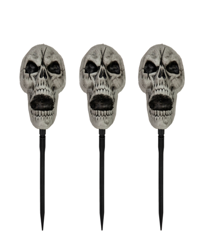Northlight Set Of 3 Skull Stakes Outdoor Yard Halloween Decorations In Gray