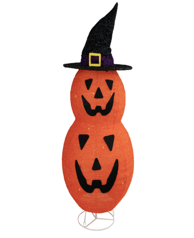 Northlight 34" Jack-o-lanterns In Witch's Hat Outdoor Halloween Decoration In Orange