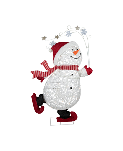 Northlight 56" Lighted Ice Skating Snowman Outdoor Decoration In White