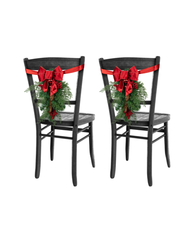 Northlight Set Of 2 Mixed Cedar And Pine Christmas Chair Back Swags In Green