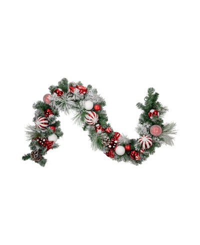 Northlight 6' Flocked Pine Artificial Christmas Garland With Candy Ornaments And Pinecones In White