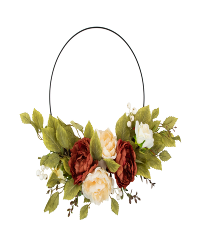 Northlight Autumn Harvest Artificial Floral Half Wreath With Fall Foliage 21" In Orange