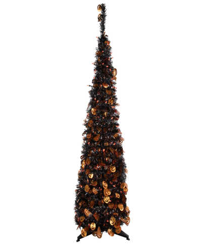 Northlight 4' Fall Harvest Pop Up Artificial Thanksgiving Tree With Pumpkins In Orange